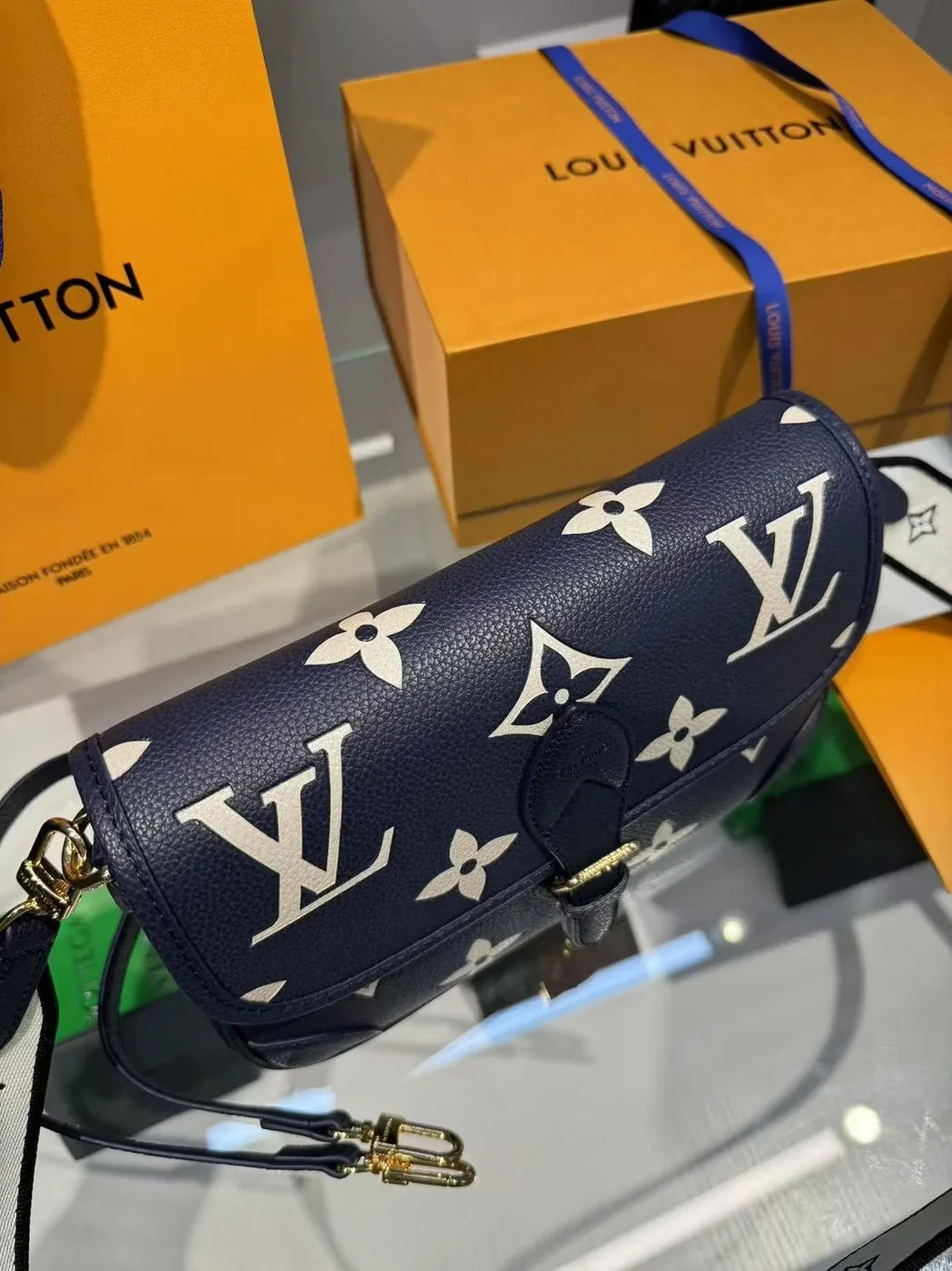 Louis Vuitton Diane Navy Blue 9.4 Inches/