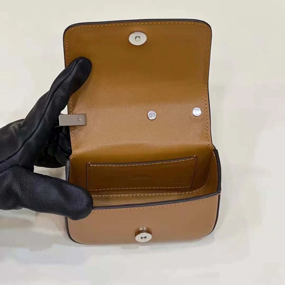 Fendi Nano Bag F Brown Leather Mini for Women in Bag Fendi Nano Bag F Brown Leather Mini for Women in Bag
