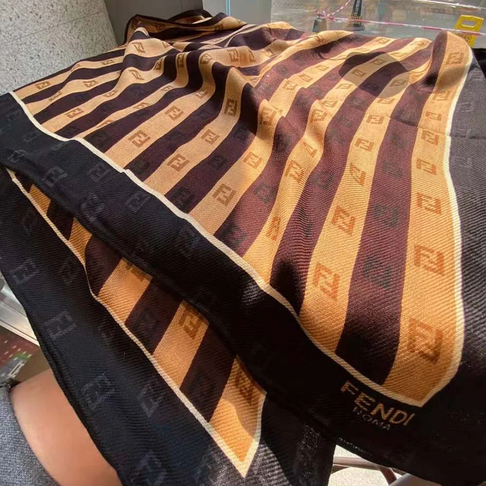 Fendi Pequin Foulard Brown Silk Foulard for Women Fendi Pequin Foulard Brown Silk Foulard for Women