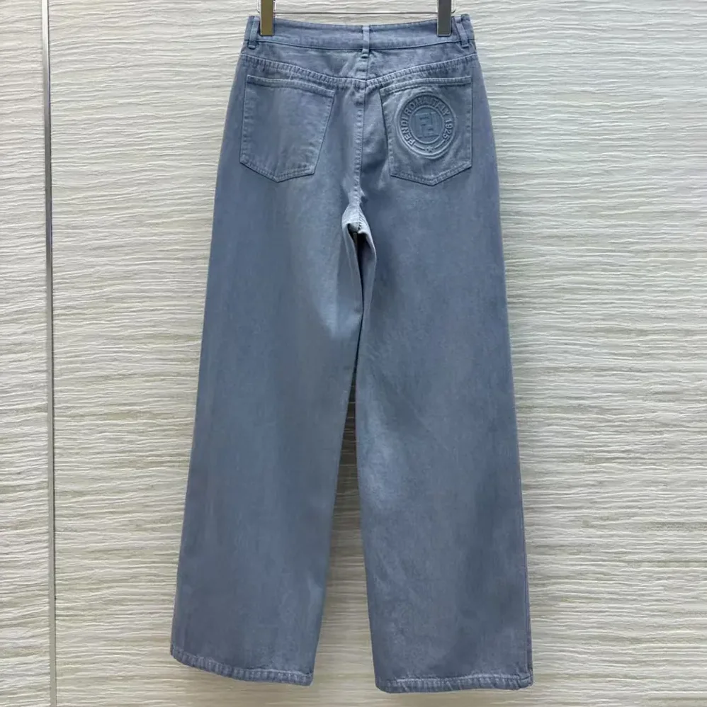 Fendi Long Jeans Blue Denim Pants for Women