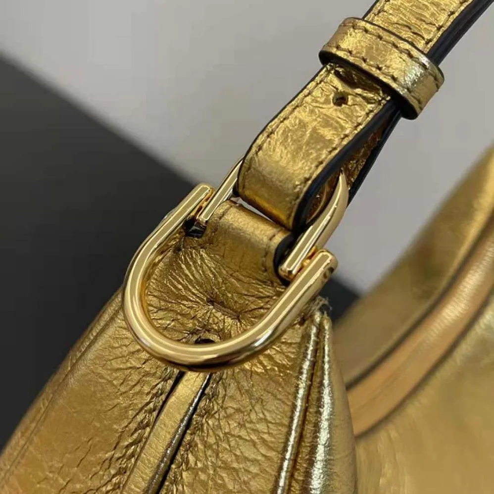 Fendi Fendigraphy Small Gold Laminated Leather Bag for Women