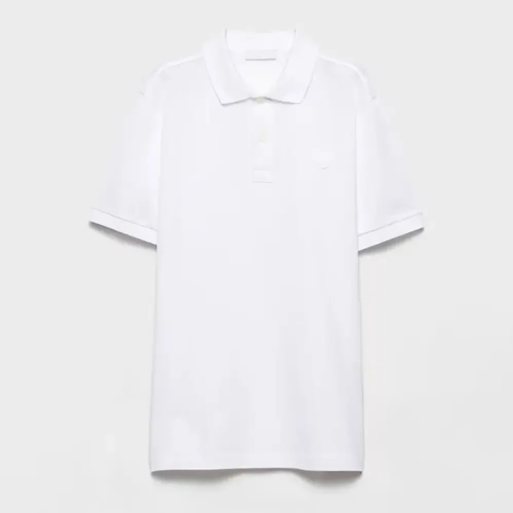 Prada Piqué Polo Shirt with Iconic Triangle Logo for Men Prada Piqué Polo Shirt with Iconic Triangle Logo for Men