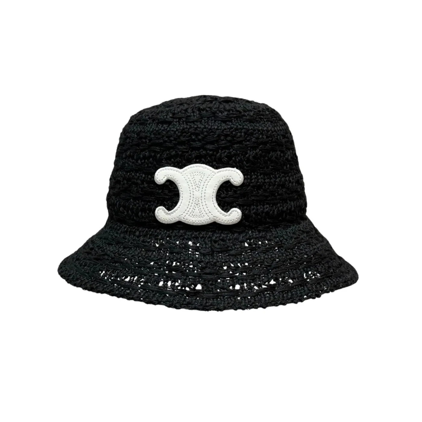 Celine Triomphe Bucket Hat In Raffia White /