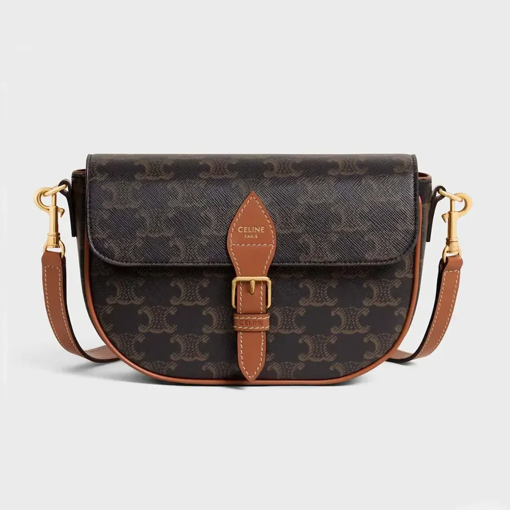 Celine Folco Shoulder Bag in Triomphe Canvas and Calfskin for Women Celine Folco Shoulder Bag in Triomphe Canvas and Calfskin for Women