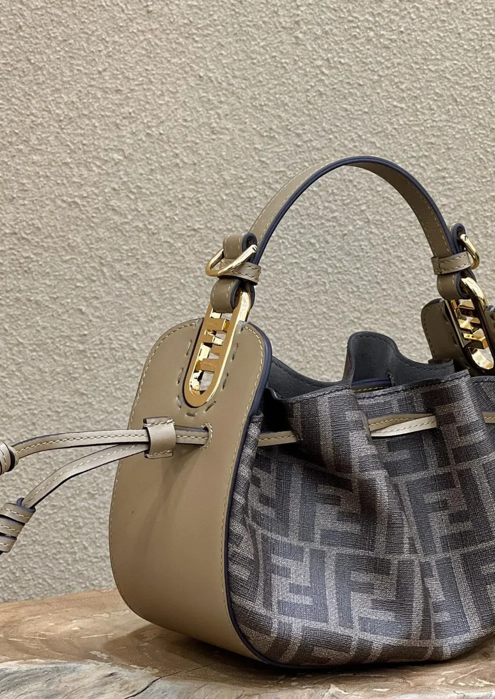 Fendi Pomodorino Brown FF Fabric Mini Bag For Woman / 8BS059AHWVF1GE3 Fendi Pomodorino Brown FF Fabric Mini Bag For Woman / 8BS059AHWVF1GE3