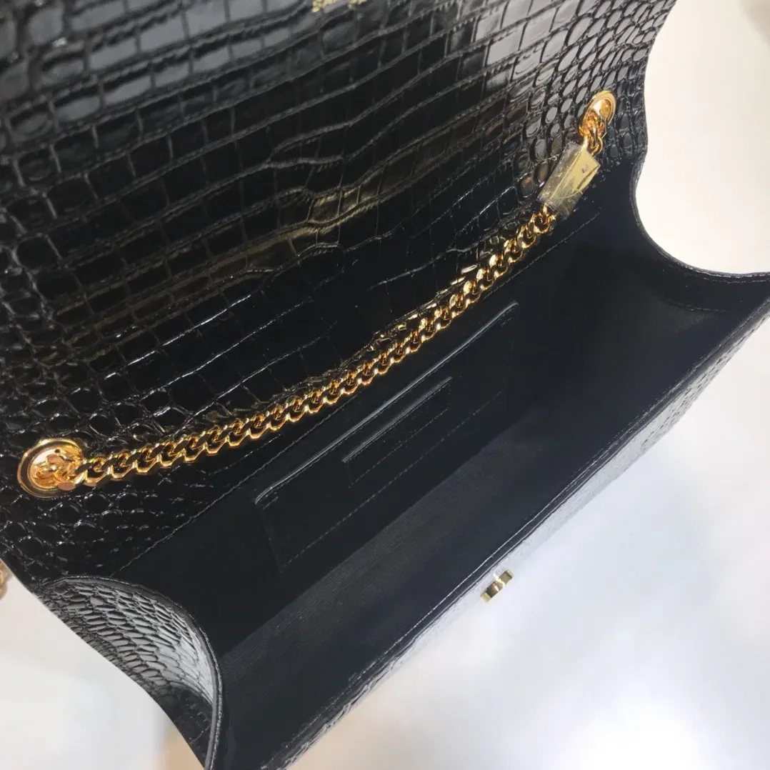 Saint Laurent Kate Medium Chain Bag With Tassel In Embossed Crocodile Black in YSL Saint Laurent Kate Medium Chain Bag With Tassel In Embossed Crocodile Black in YSL