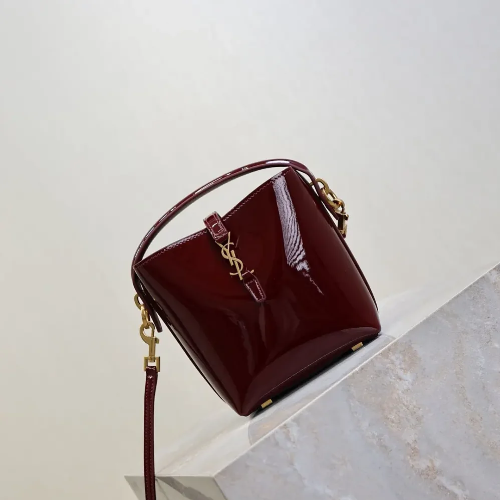 Saint Laurent YSL Le 37 Mini In Patent Leather for Women in Maroon