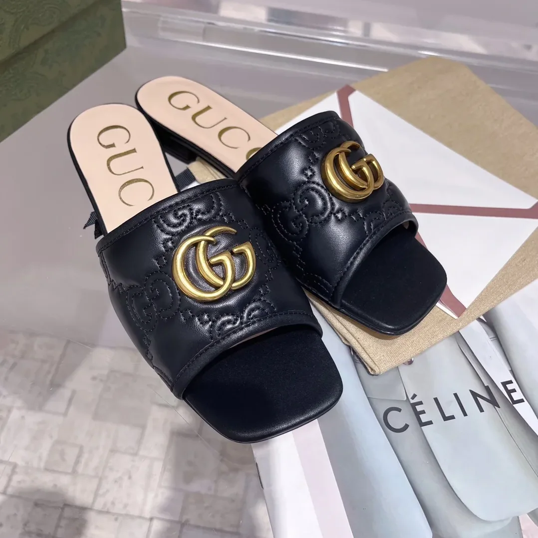 Gucci Slide Sandal With Double G Black for Women
