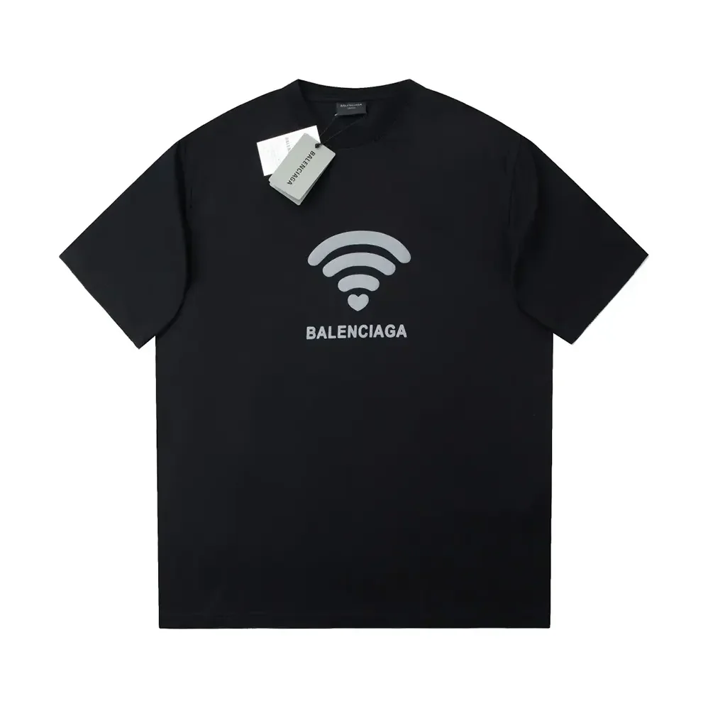 Balenciaga Lo_ve T-Shirt Medium Fit Black and Dark Grey Vintage Jersey for Men