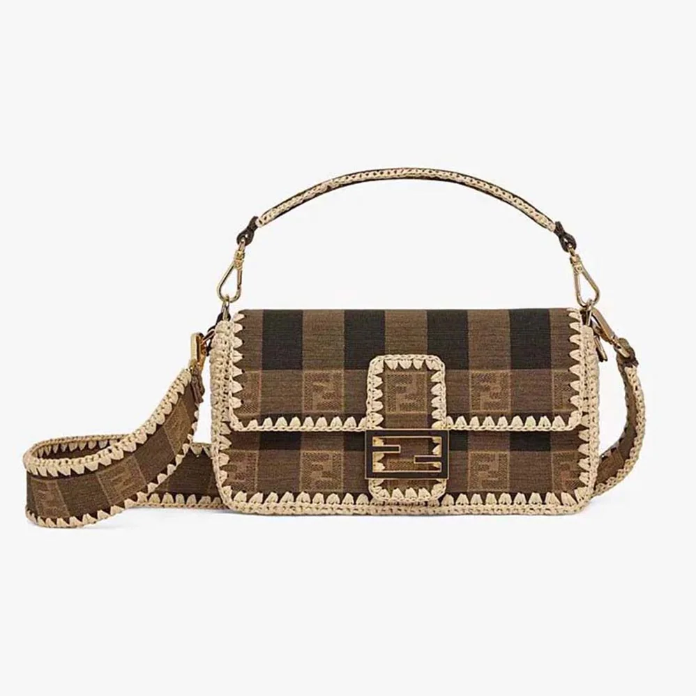 Fendi Baguette Brown Fabric Bag for Women Fendi Baguette Brown Fabric Bag for Women