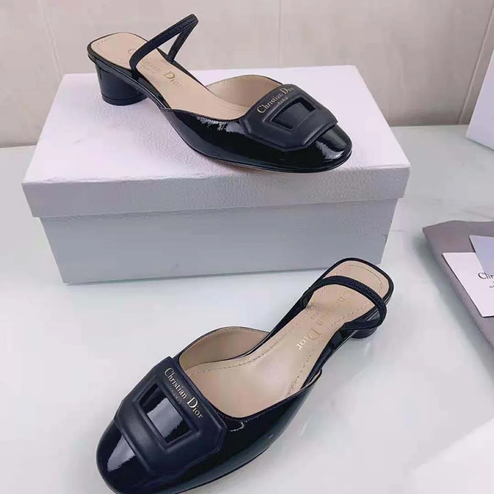 Dior Day Slingback Pump Black Patent Calfskin for Women