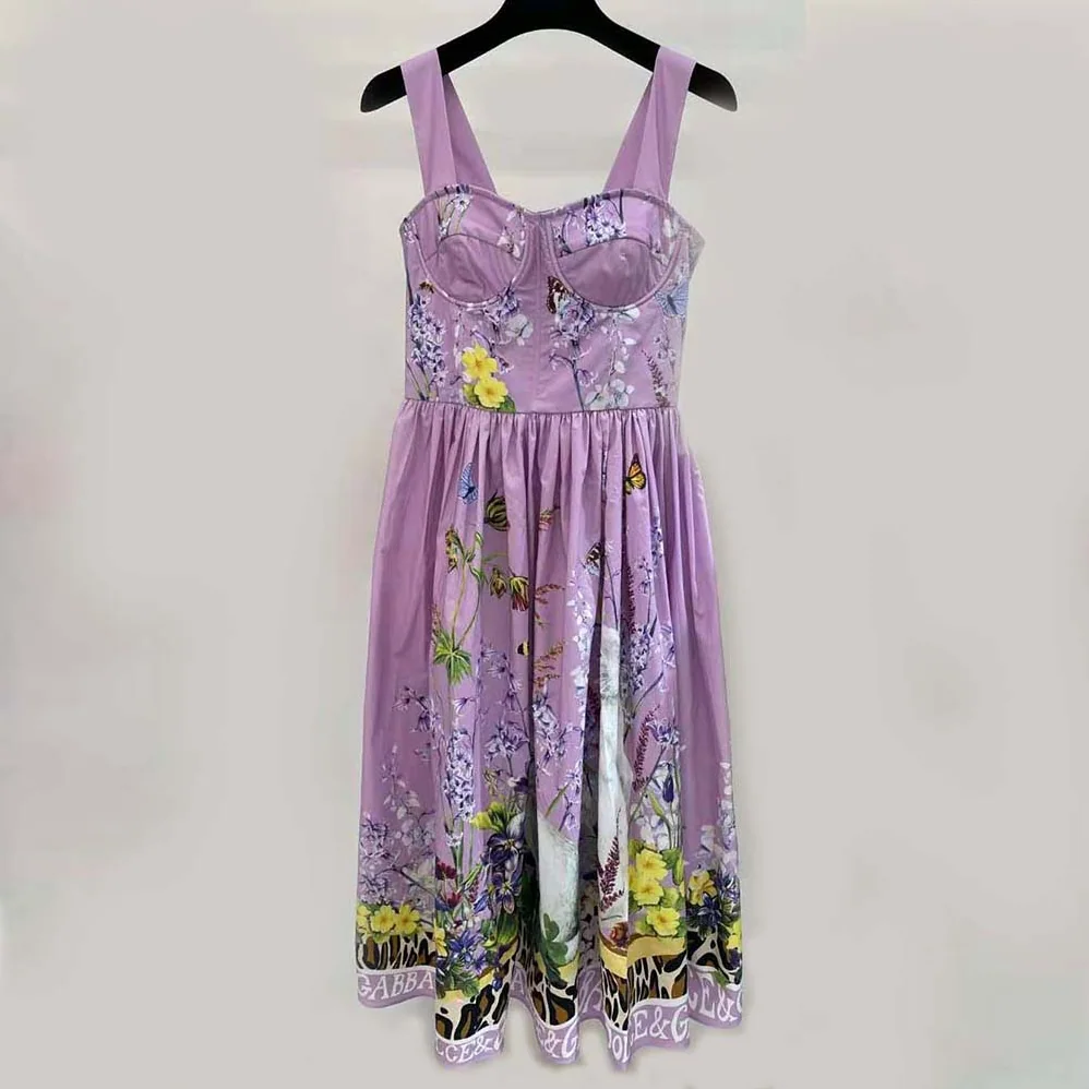 Dolce Gabbana D&G Calf-Length Bustier Dress in Rabbit for Women in Print Poplin Dolce Gabbana D&G Calf-Length Bustier Dress in Rabbit for Women in Print Poplin