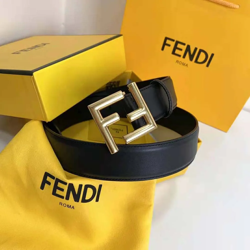 Fendi Belt with Loop and FF Stud Buckle for Women in Black Fendi Belt with Loop and FF Stud Buckle for Women in Black