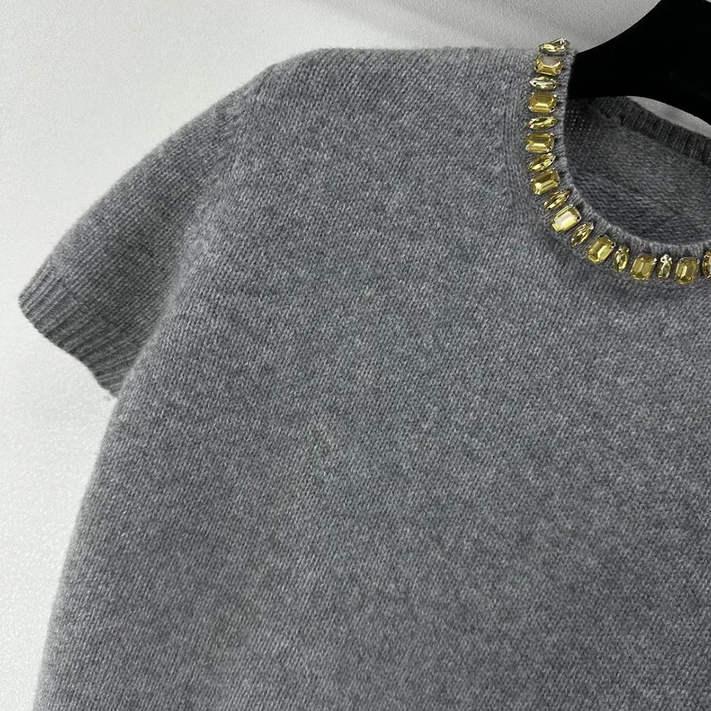 Prada Wool And Cashmere Crew-Neck Sweater for Women in Grey
