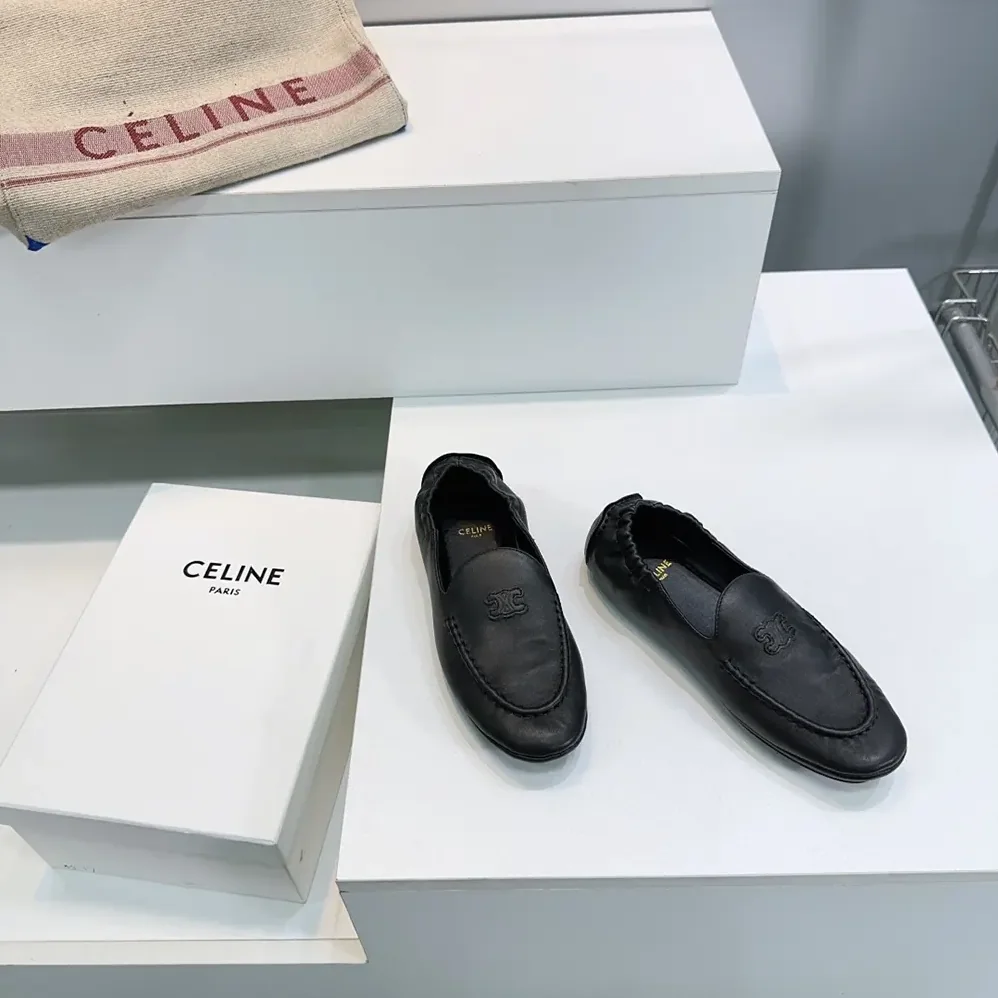 Celine Adam-Slip-On Loafer In Goatskin for Unisex in Black Celine Adam-Slip-On Loafer In Goatskin for Unisex in Black