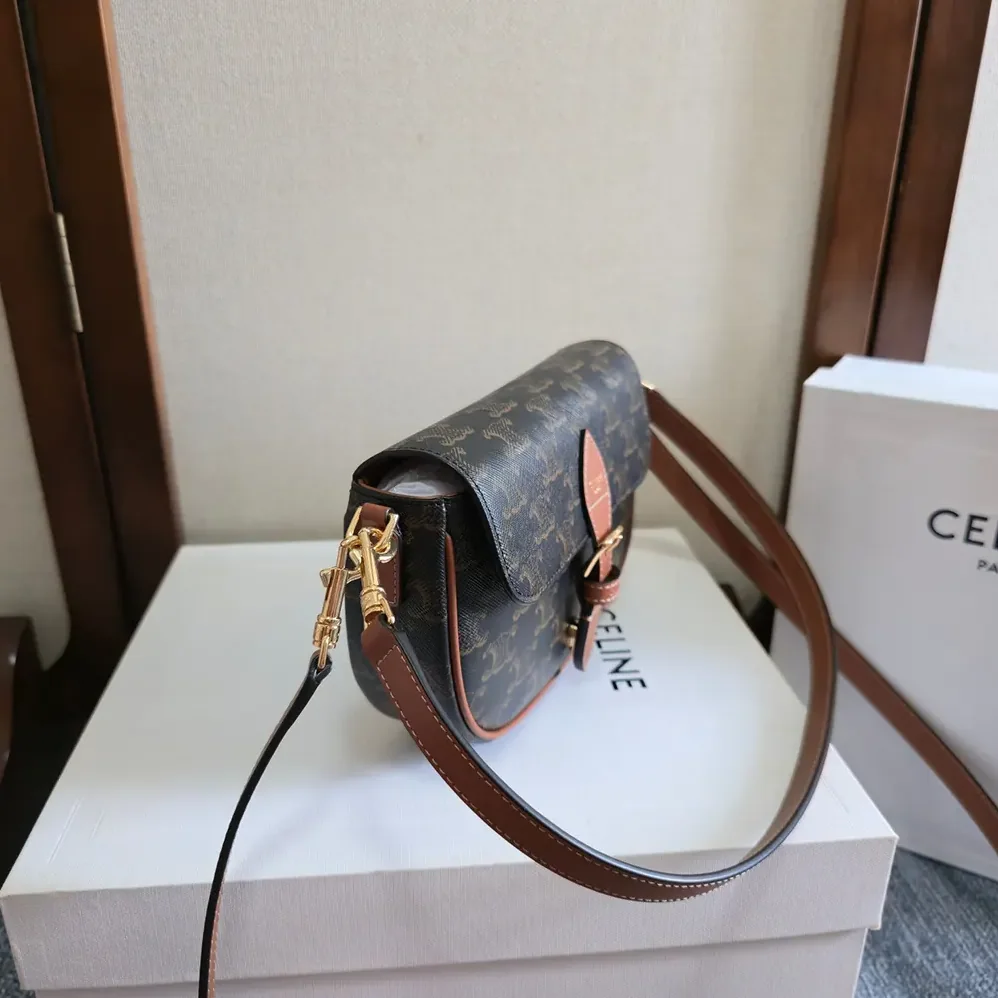 Celine Folco Shoulder Bag in Triomphe Canvas and Calfskin for Women Celine Folco Shoulder Bag in Triomphe Canvas and Calfskin for Women
