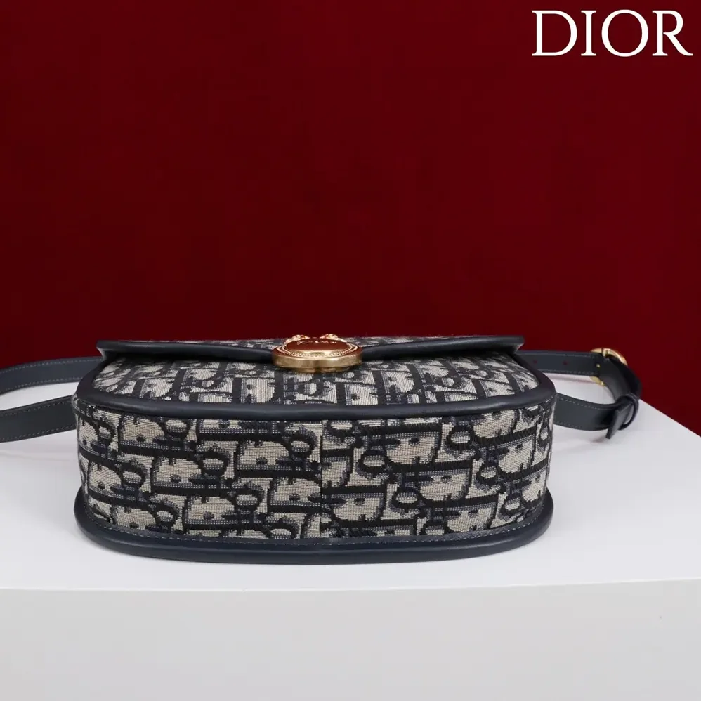 Dior Medium Dior Médaillon Flap Bag Blue Dior Oblique Jacquard for Women