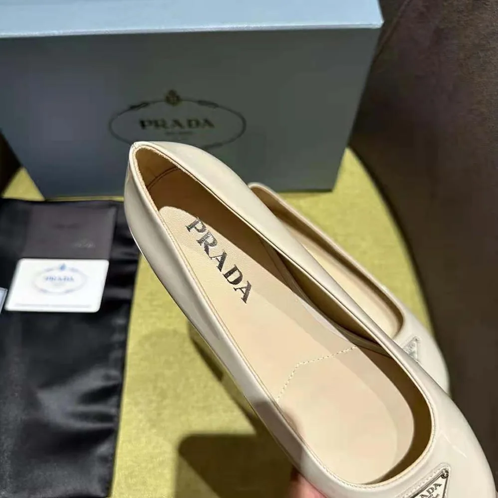 Prada Patent Leather Ballerinas for Women in White