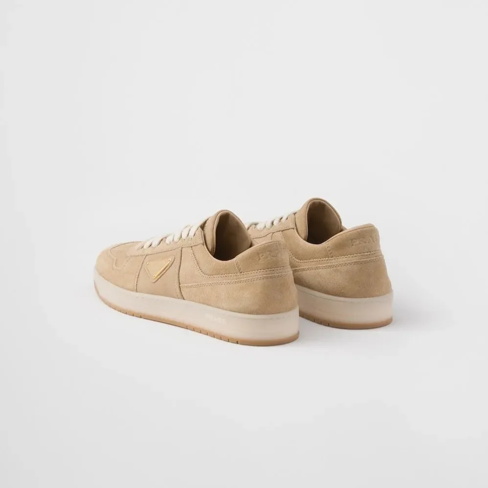 Prada Downtown Delavé Suede Sneakers Ecru 2EE364_Z5O_F0379_F_D002