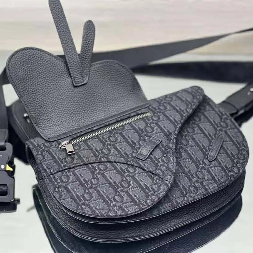 Dior Saddle Pouch Black Dior Oblique Jacquard for Men