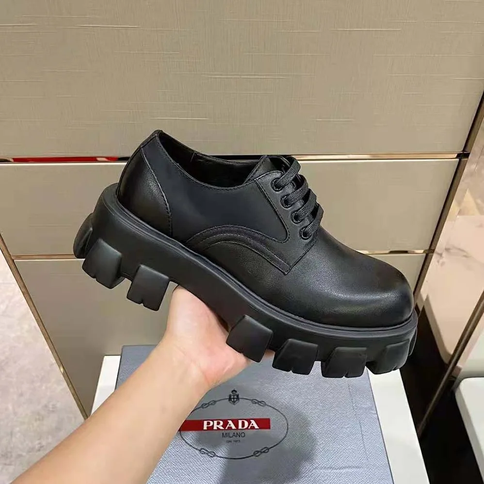 Prada Monolith Brushed Rois Leather and Nylon Lace for Men in up Shoes Prada Monolith Brushed Rois Leather and Nylon Lace for Men in up Shoes