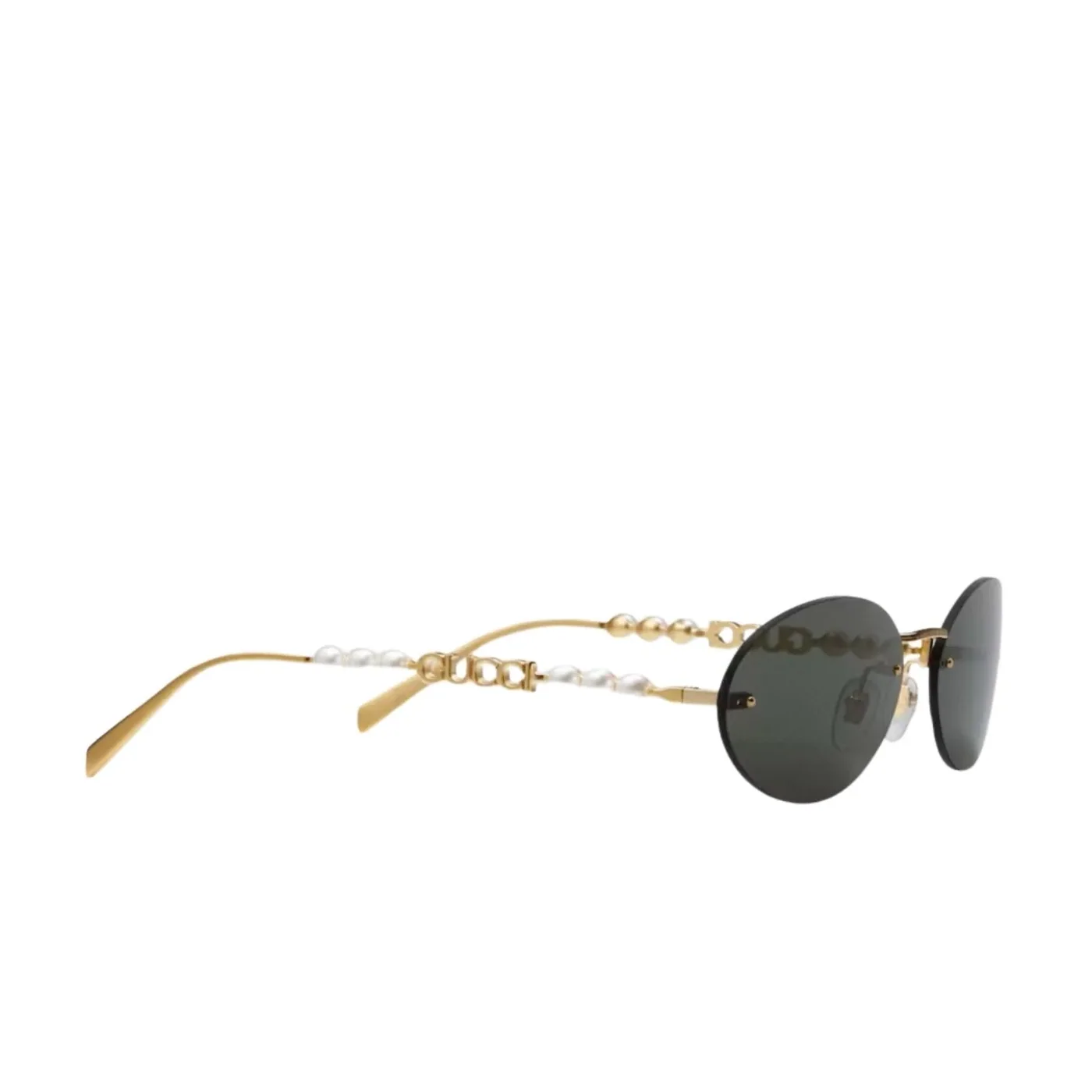 Gucci Oval Frame Sunglasses Black With Gold Toned Metal