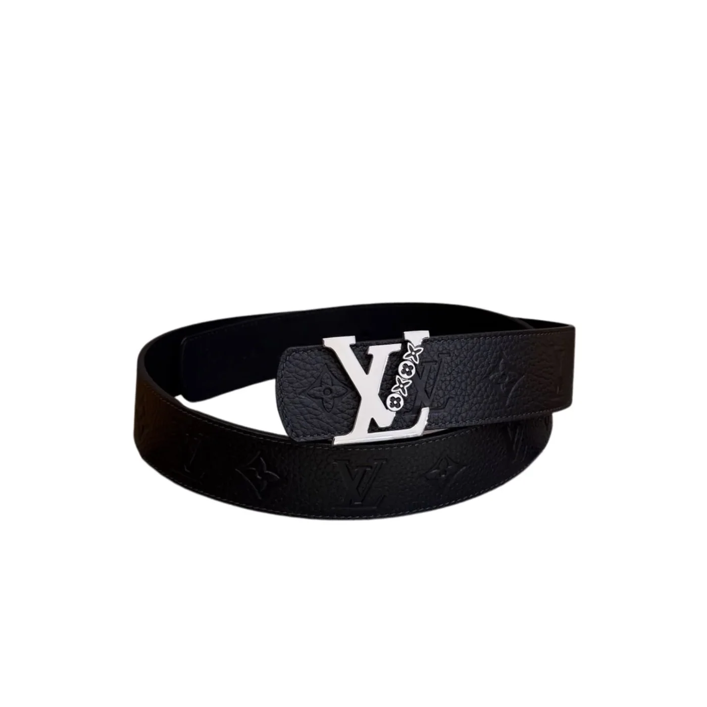 Louis Vuitton LV Initiales Monogram Belt Black With Silver Buckle Louis Vuitton LV Initiales Monogram Belt Black With Silver Buckle