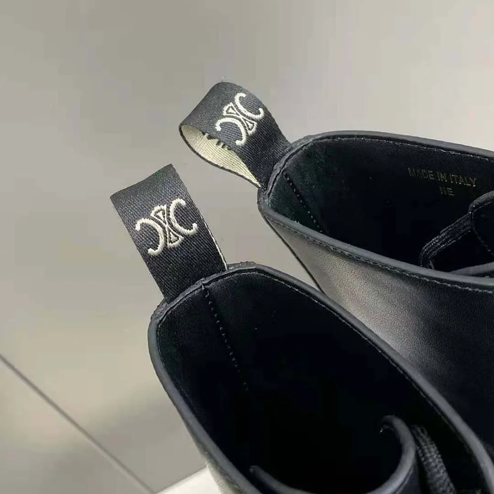 Celine Lace-up Boot with Studded Outsole Celine Bulky in Shiny Bull for Women in Black Celine Lace-up Boot with Studded Outsole Celine Bulky in Shiny Bull for Women in Black