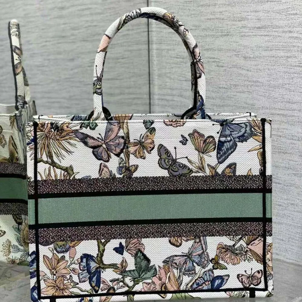 Dior Medium Dior Book Tote White Multicolor Toile de Jouy Mexico Embroidery for Women