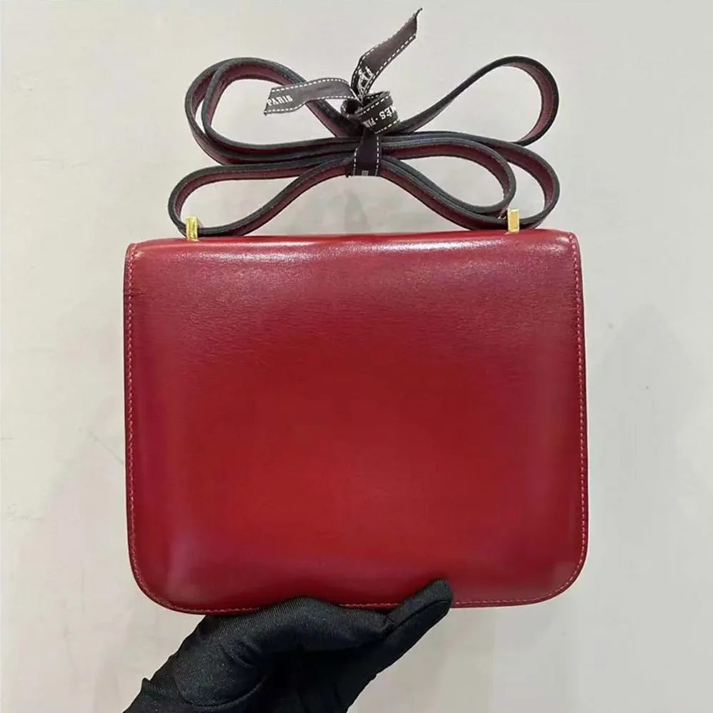 Hermes Constance 24 Bag Box Leather for Women in Red/Gold