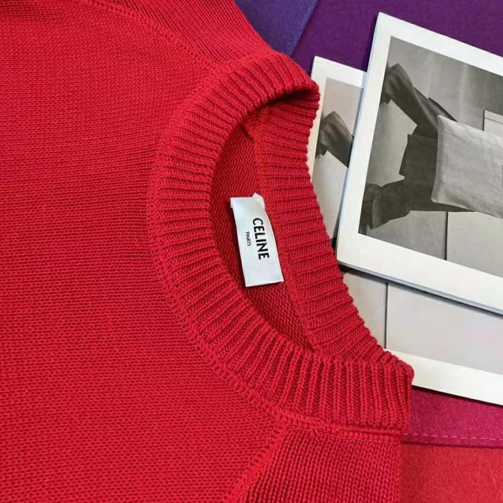 Celine 16 Sweatshirt in Wool and Cashmere for Women in Red