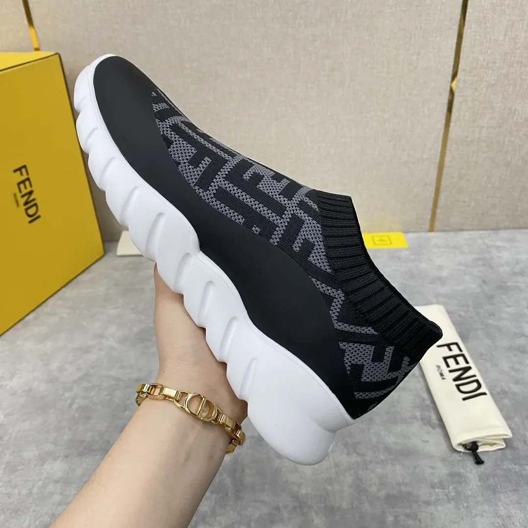 Fendi FD Slip-On Sneakers Black And Grey Fendi FD Slip-On Sneakers Black And Grey