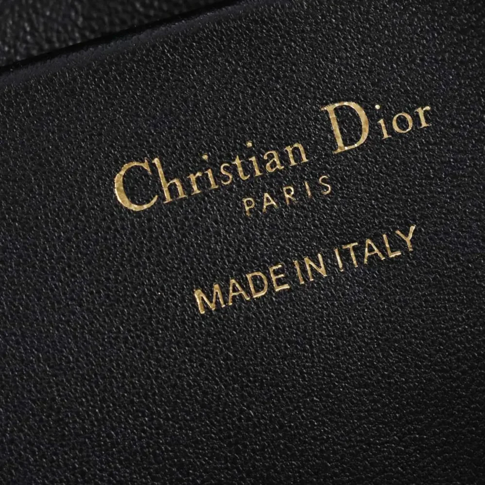 Dior Small Dior Toujours Vertical Tote Bag Black Tweed with White Cannage Motif for Women