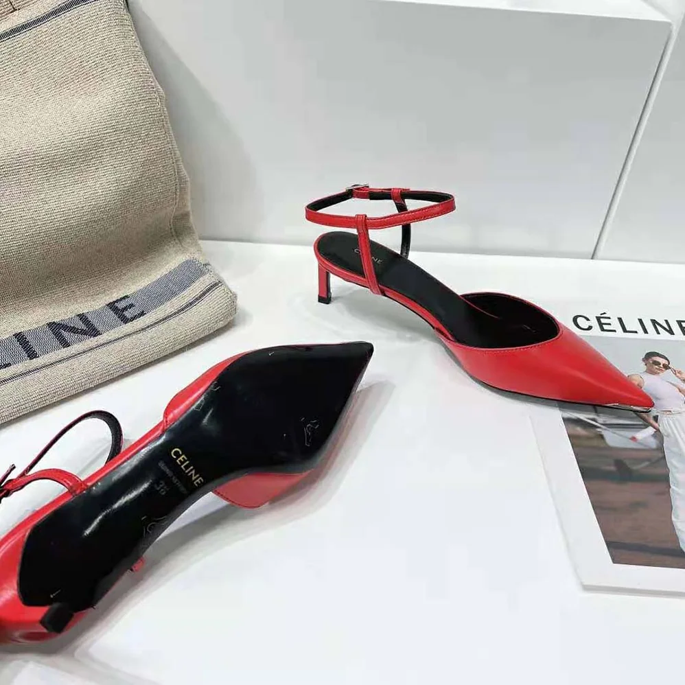 Celine Kitten Metal Toe Pump in Kidskin for Women in Red Celine Kitten Metal Toe Pump in Kidskin for Women in Red