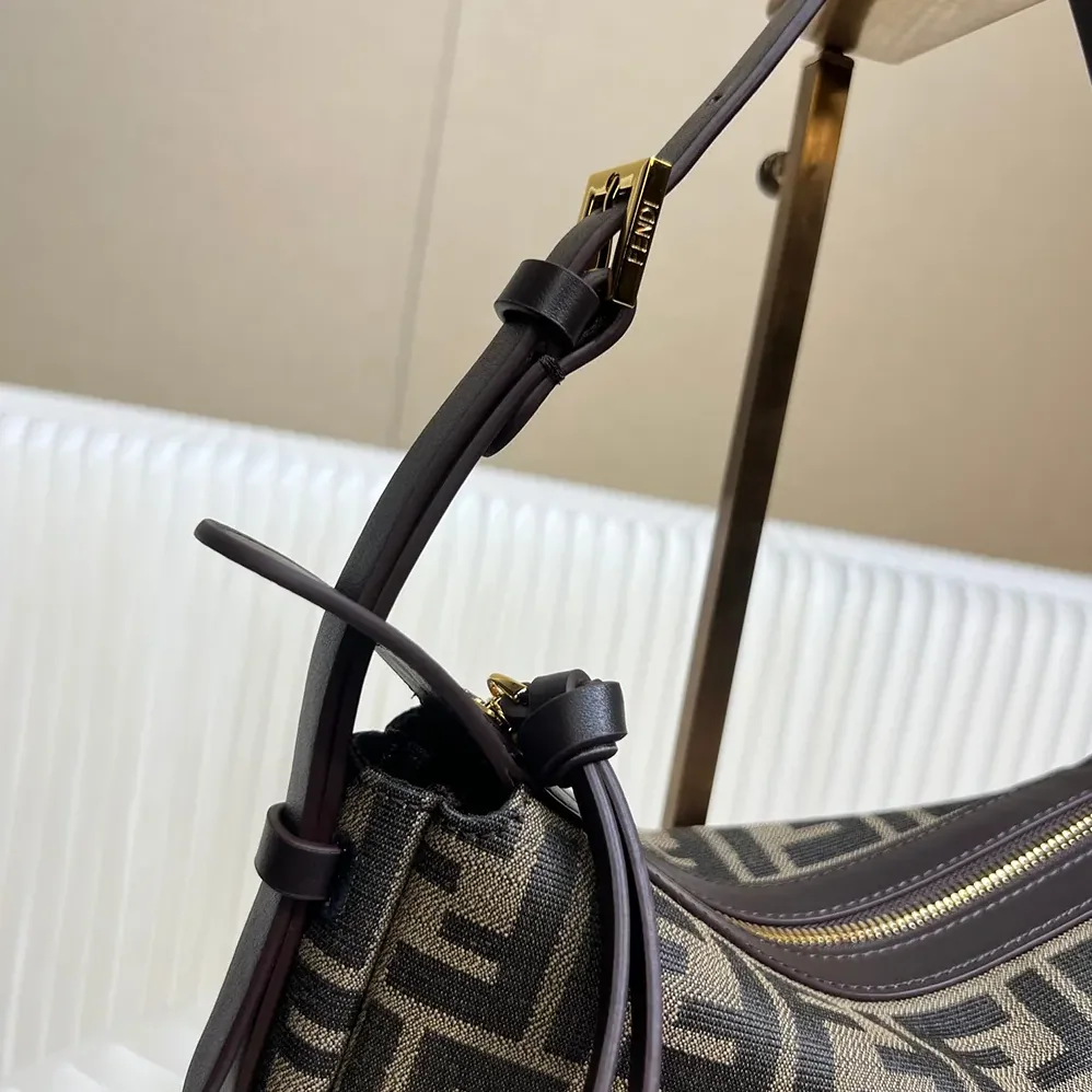 Fendi Simply Fendi Mini Brown FF Jacquard Fabric Mini Bag for Women Fendi Simply Fendi Mini Brown FF Jacquard Fabric Mini Bag for Women