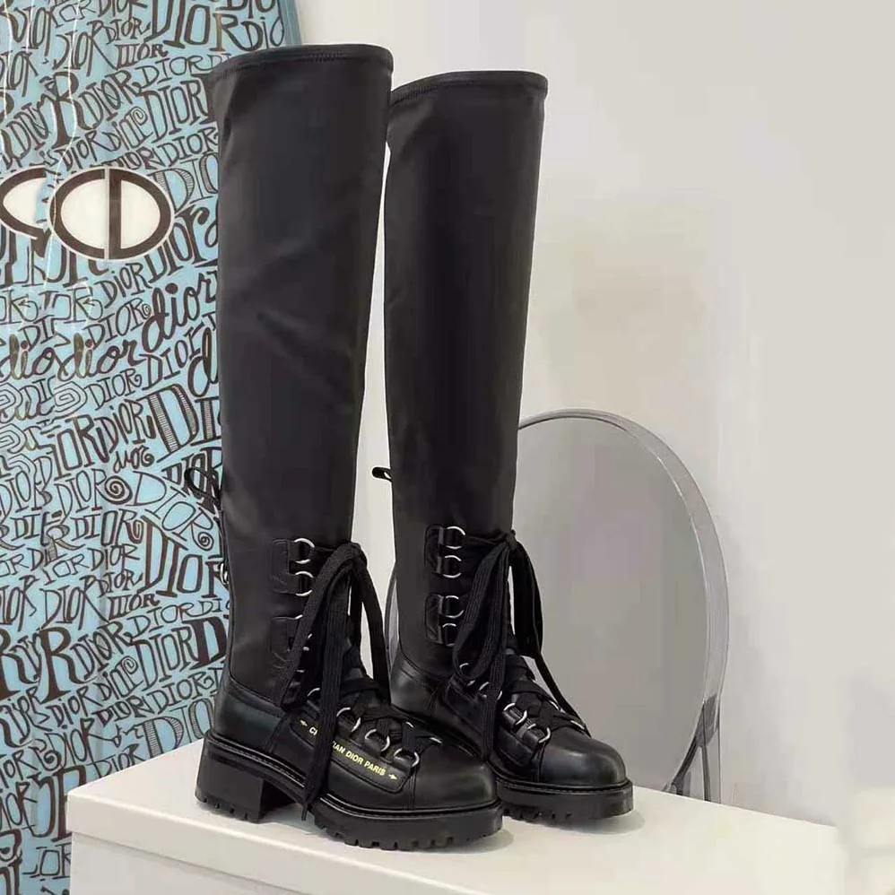 Dior D-Doll Thigh Boot Black Lambskin for Women