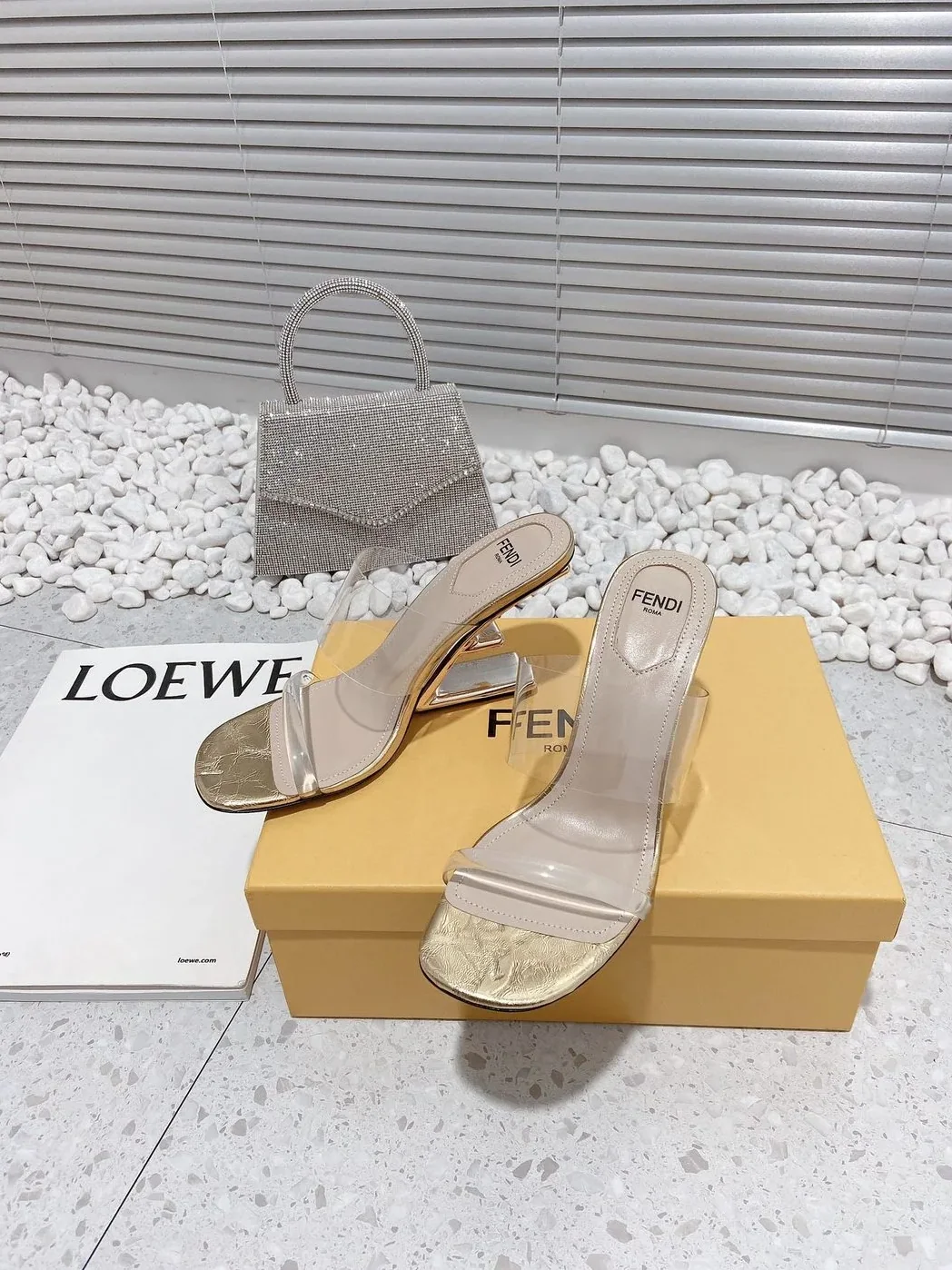 Fendi First Gold Transparent High in Heeled Sandals