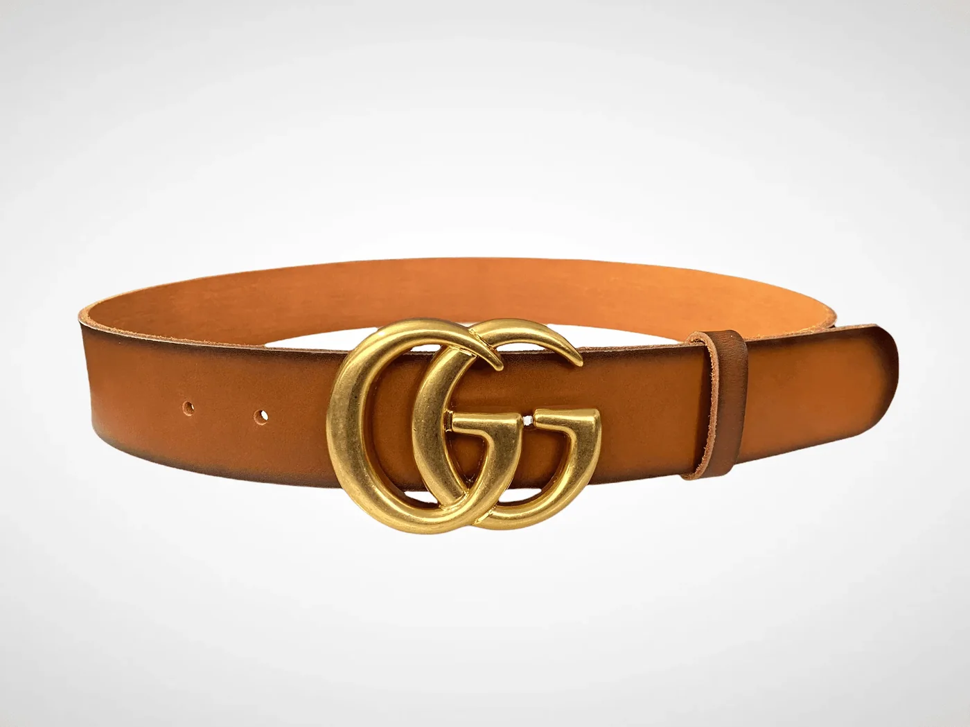 Brown Leather Belt Gold in Silver Buckle