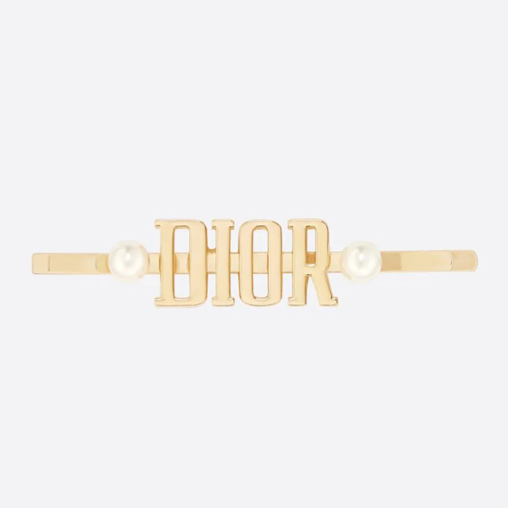 Dior Dio(r)evolution Barrette Gold-Finish Metal and White Resin Pearls for Women Dior Dio(r)evolution Barrette Gold-Finish Metal and White Resin Pearls for Women