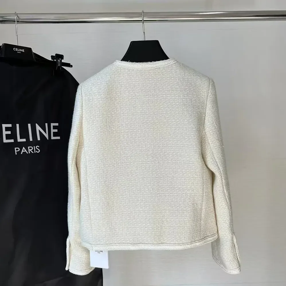 Celine Chasseur Jacket in Boucle Tweed for Women in White Celine Chasseur Jacket in Boucle Tweed for Women in White