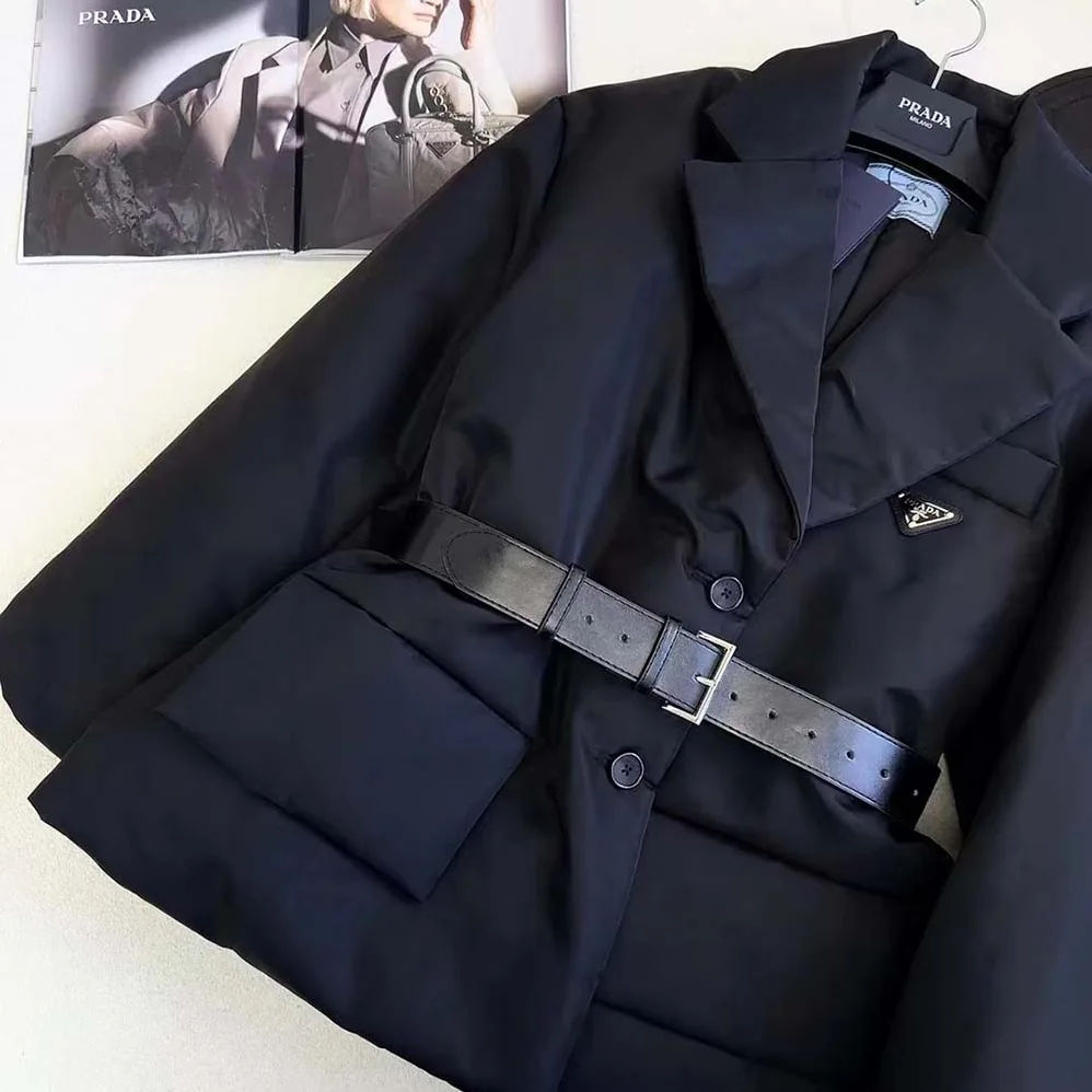 Prada Re-Nylon Gabardine Puffer Jacket for Women in Black
