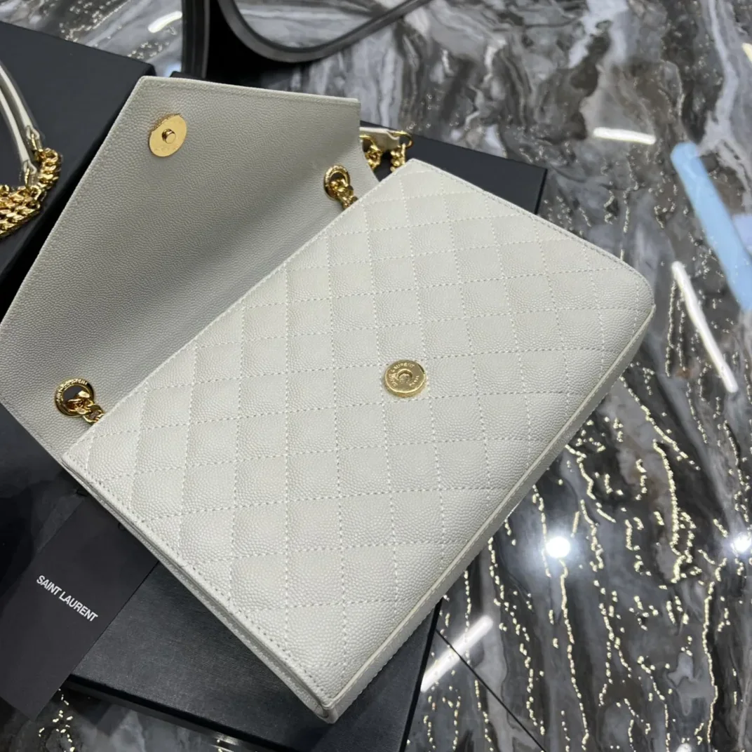 Saint Laurent Envelope Medium Chain Bag White Saint Laurent Envelope Medium Chain Bag White