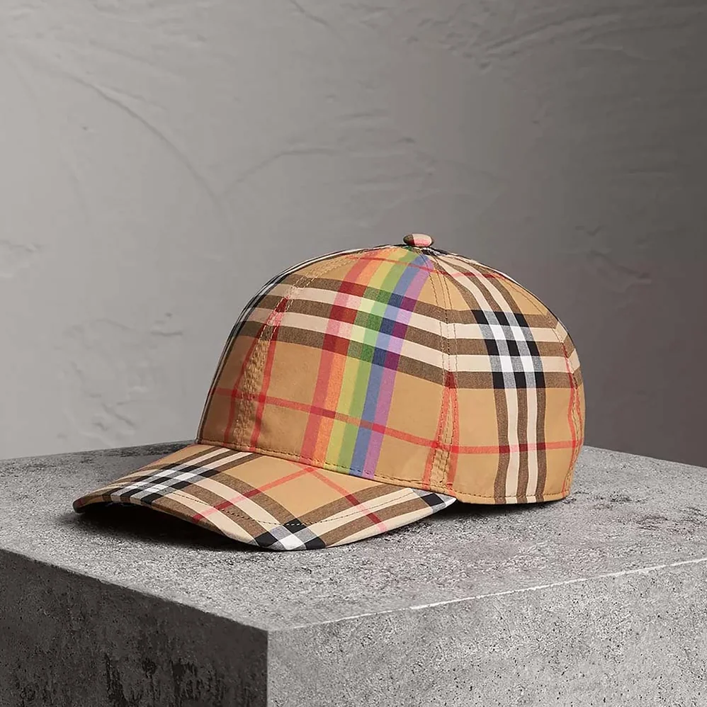 Burberry Rainbow Vintage Check Baseball Cap for Unisex
