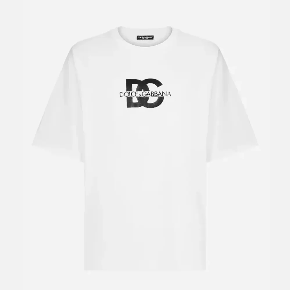 Dolce Gabbana D&G Short-sleeved T-shirt with DG Logo Print for Men in White Dolce Gabbana D&G Short-sleeved T-shirt with DG Logo Print for Men in White