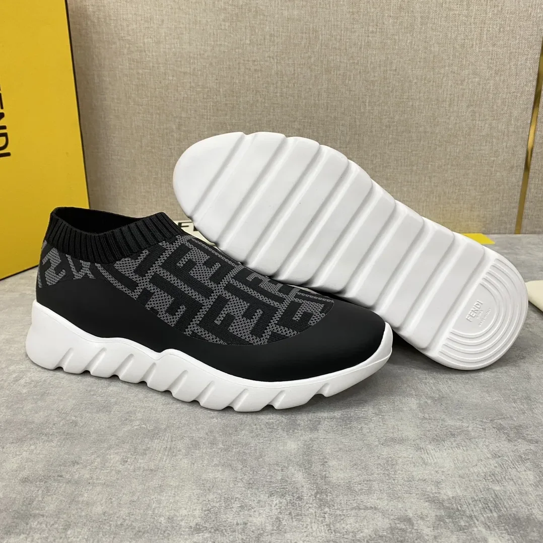 Fendi FD Slip-On Sneakers Black And Grey Fendi FD Slip-On Sneakers Black And Grey