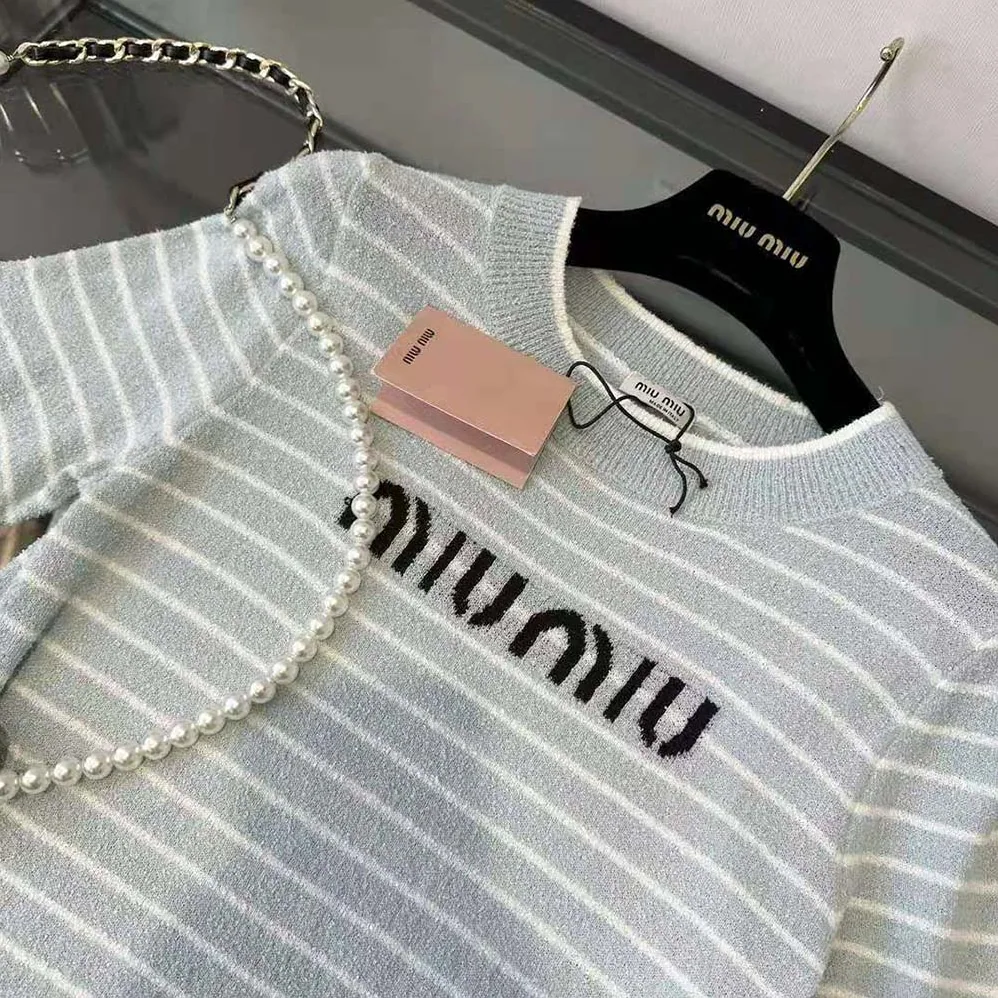 Miu Miu Bouclé Cotton Crew for Women in Neck Sweater Miu Miu Bouclé Cotton Crew for Women in Neck Sweater