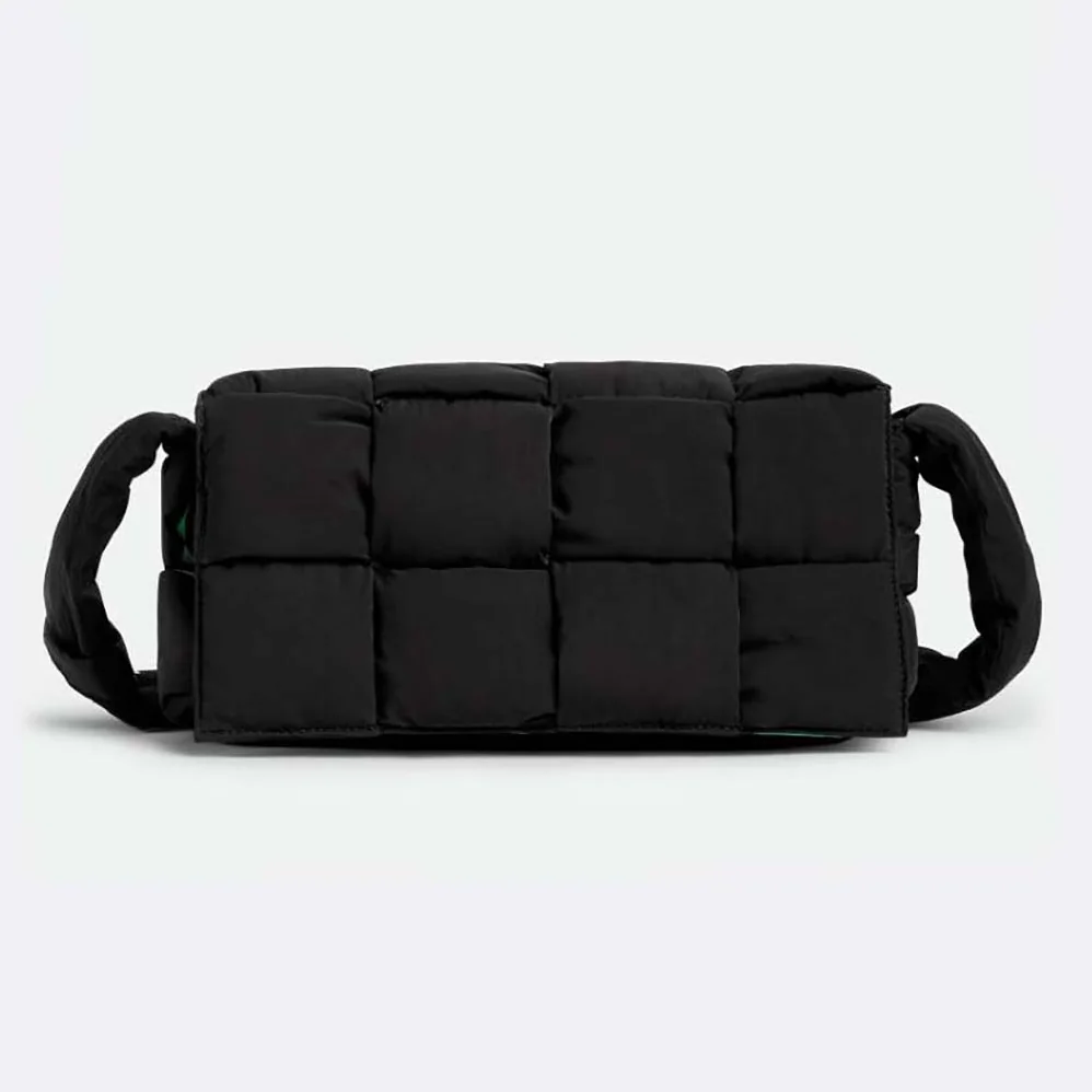 Bottega Veneta Padded Tech Cassette Medium Padded Intreccio Nylon Crossbody Bag for Men in Black Bottega Veneta Padded Tech Cassette Medium Padded Intreccio Nylon Crossbody Bag for Men in Black