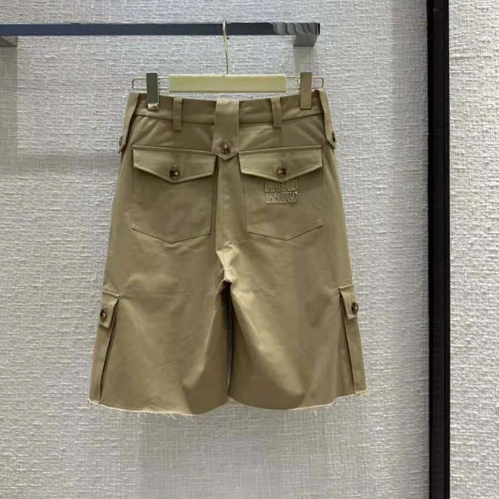 Miu Miu Chino Bermudas with Embroidered Logo on the Back for Women