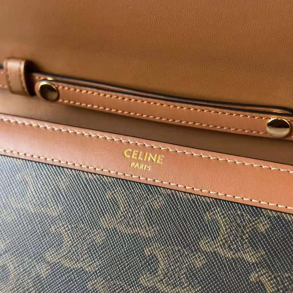 Celine Wallet on Chain Margo in Triomphe Canvas and Calfskin for Women Celine Wallet on Chain Margo in Triomphe Canvas and Calfskin for Women