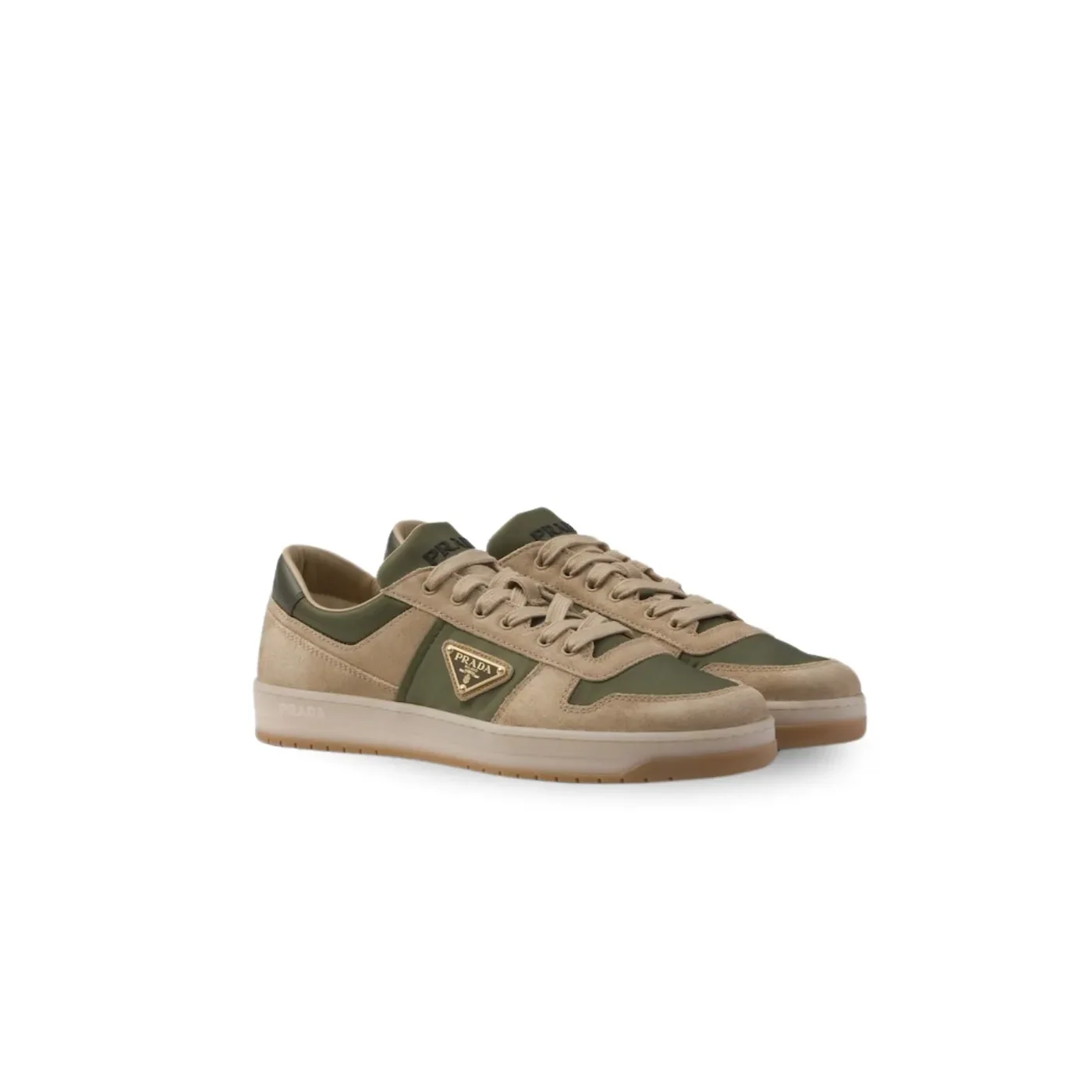Prada Downtown Delavé Suede And Re-Nylon Sneakers Ecru/Military 2EE364_3KUY_F03TK_F_D002 Prada Downtown Delavé Suede And Re-Nylon Sneakers Ecru/Military 2EE364_3KUY_F03TK_F_D002